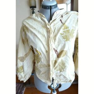 Art to wear sustainable design eco leaf hand printed natural dye loose cut top L
